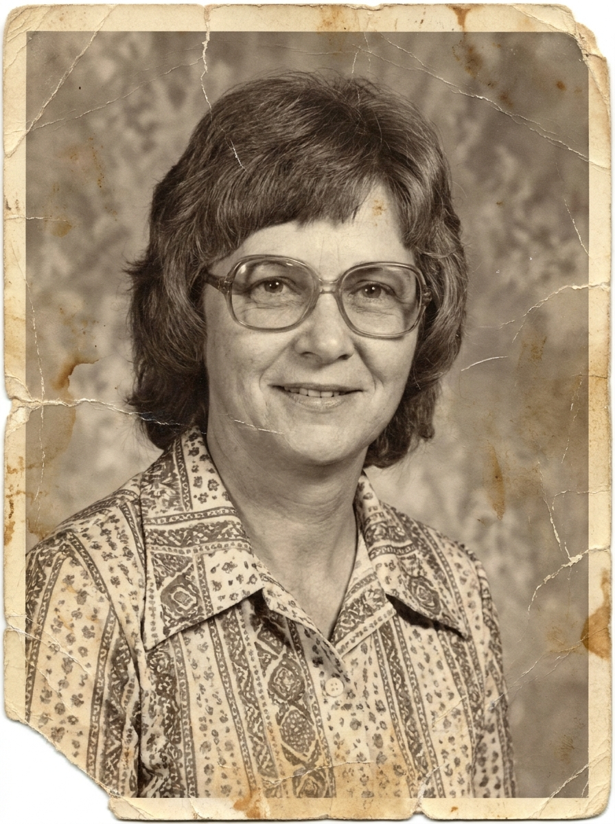 Original family photo used for a memorial portrait